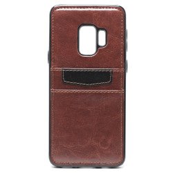 Galaxy S9+ (Plus) Leather Style Credit Card Case (Brown)